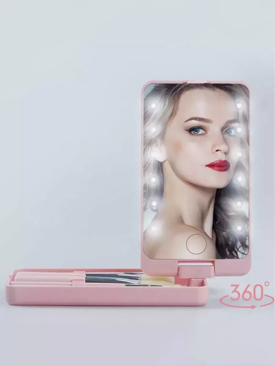 Зеркало с подсветкой настольное и кисти для макияжа - фото 5 - id-p221150186