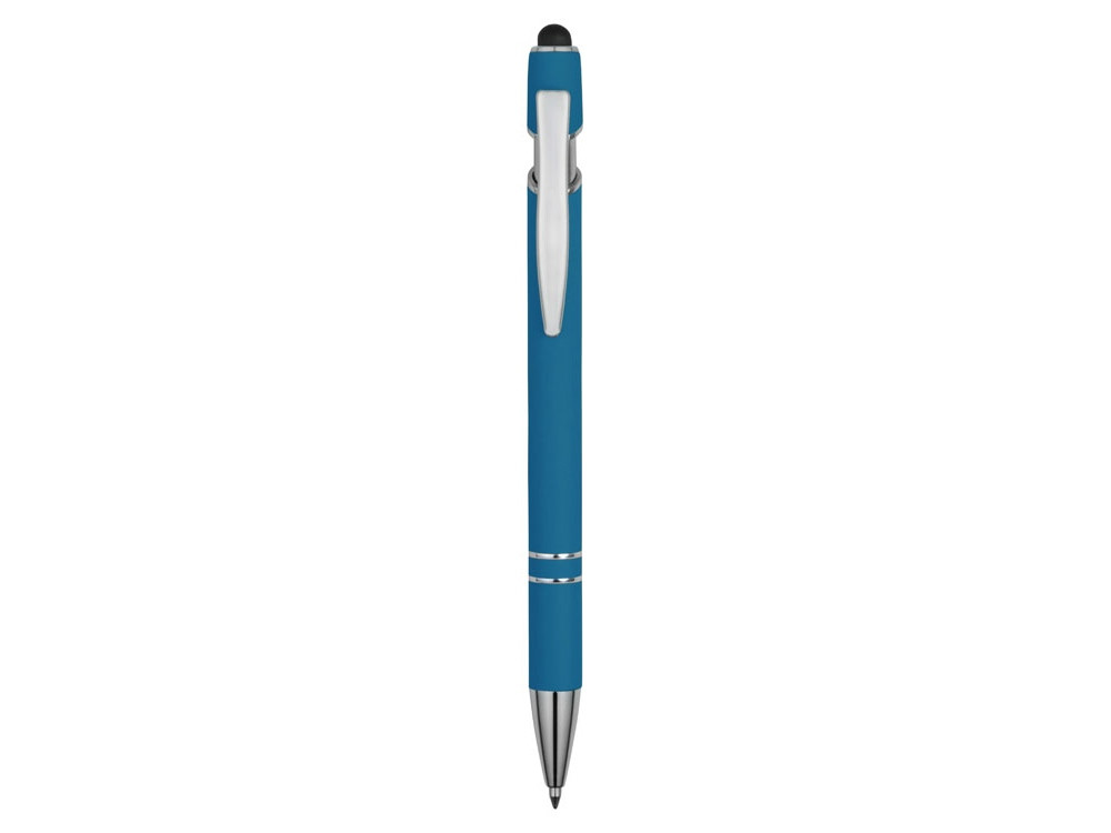 Ручка металлическая soft-touch шариковая со стилусом Sway, синий/серебристый - фото 2 - id-p221150322