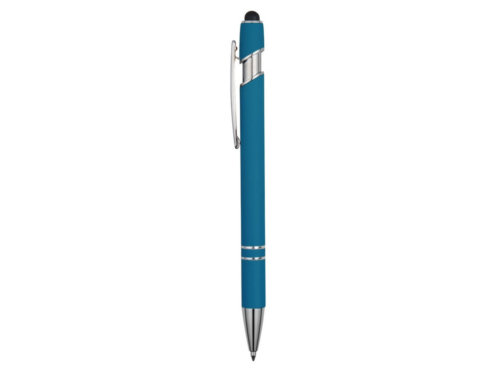 Ручка металлическая soft-touch шариковая со стилусом Sway, синий/серебристый - фото 3 - id-p221150322