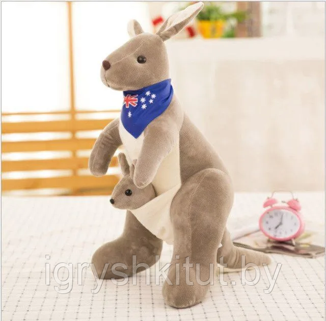 Мягкая игрушка Кенгуру с малышом, разные цвета, 30 см - фото 2 - id-p221154675