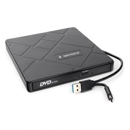 USB 3.0 Gembird DVD-USB-04 пластик, со встроенным кардридером и хабом черный - фото 1 - id-p221153770