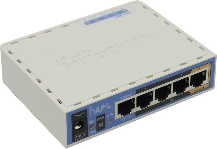 Маршрутизатор MikroTik RB952Ui-5ac2nD RouterBOARD hAP ac lite (4UTP 100Mbps 1WAN 802.11a/b/g/n/ac 1xUSB - фото 1 - id-p221154166