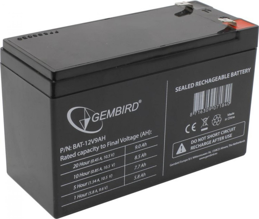 Аккумулятор Gembird/Energene 12-9/BAT-12V9AH (12V 9Ah) для UPS - фото 1 - id-p221154181