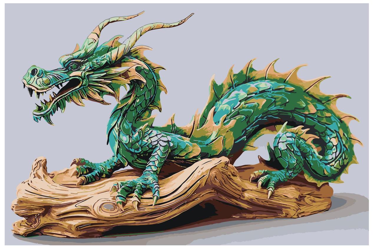 Картина по номерам Зеленый деревянный дракон символ 2024 40 x 60 | FNBB-greenwooddragon | SLAVINA - фото 1 - id-p221154683