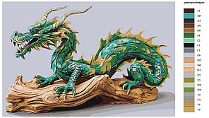 Картина по номерам Зеленый деревянный дракон символ 2024 40 x 60 | FNBB-greenwooddragon | SLAVINA, фото 2