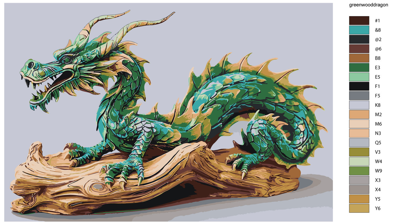 Картина по номерам Зеленый деревянный дракон символ 2024 40 x 60 | FNBB-greenwooddragon | SLAVINA - фото 2 - id-p221154683