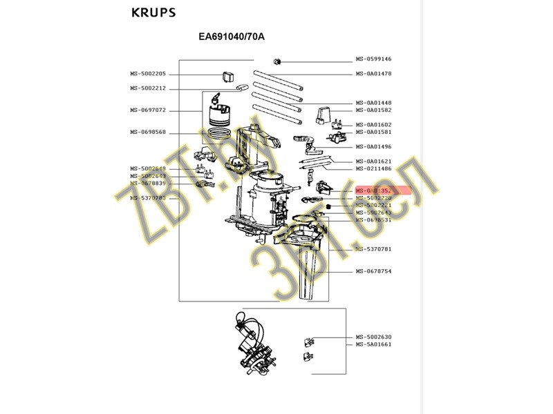 Держатель сенсора для кофемашины Krups MS-0A01352 - фото 2 - id-p144248988