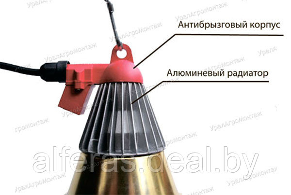Светильник для лампы обогрева для монтажа в крышку логова - фото 3 - id-p221158034