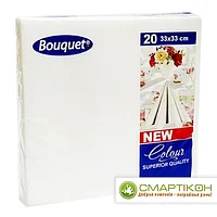 Салфетки 33х33, 2сл, 20л. Bouquet Colour белые