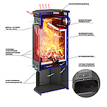 Печь-Камин ASTON 11кВт (180 м3) пристенно-угловой Ø 150мм, фото 3