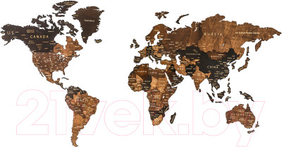 Декор настенный Woodary Карта мира на английском языке L / 3199 - фото 1 - id-p217763626