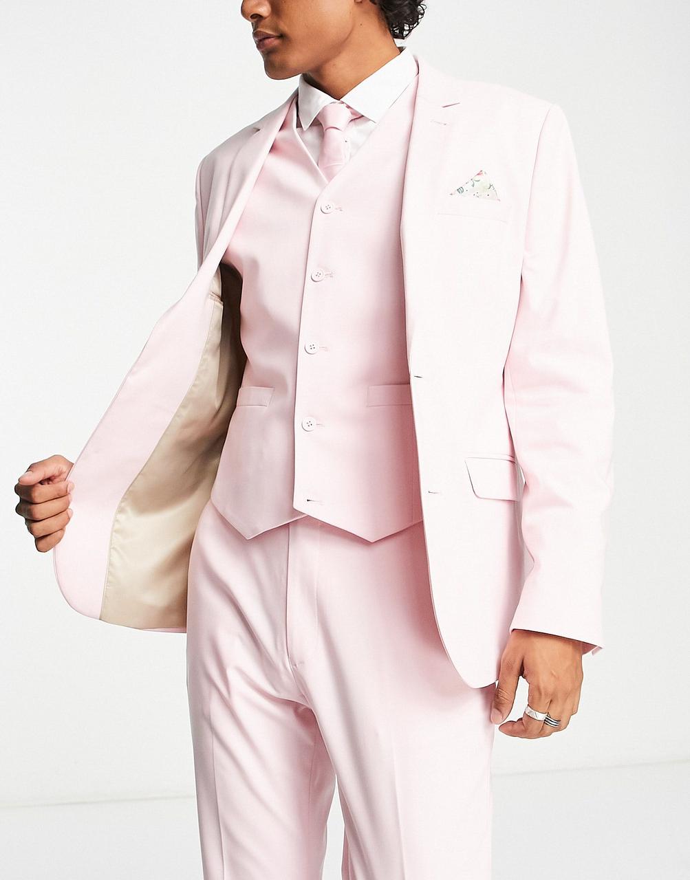 Пастельно-розовый пиджак скинни ASOS DESIGN Размер EU 56 - фото 1 - id-p221167424