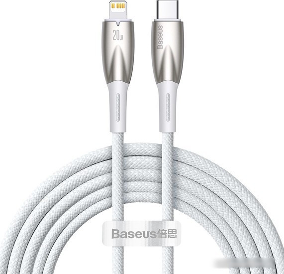 Кабель Baseus Glimmer Series Fast Charging Data Cable 20W USB Type-C - Lightning (2 м, белый) - фото 1 - id-p221168074