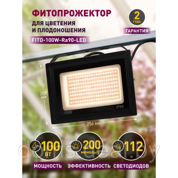 Фитопрожектор для растений светодиодный ЭРА FITO-100W-Ra90-LED для цветения и плодоношения полного спектра - фото 8 - id-p215935142
