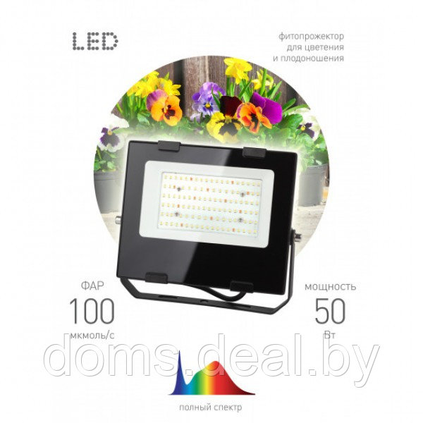 Фитопрожектор для растений светодиодный ЭРА FITO-50W-Ra90-LED для цветения и плодоношения полного спектра 50Вт - фото 7 - id-p215935143