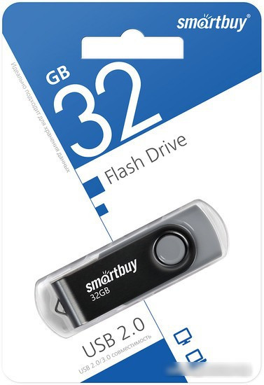 USB Flash SmartBuy Twist 32GB (черный) - фото 1 - id-p221180644