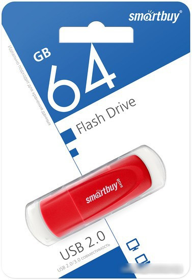 USB Flash SmartBuy Scout 64GB (красный) - фото 1 - id-p221180646