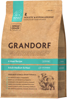 Сухой корм для собак Grandorf Dog 4 Meat Probiotic Medium&Maxi Breeds - фото 1 - id-p221191430