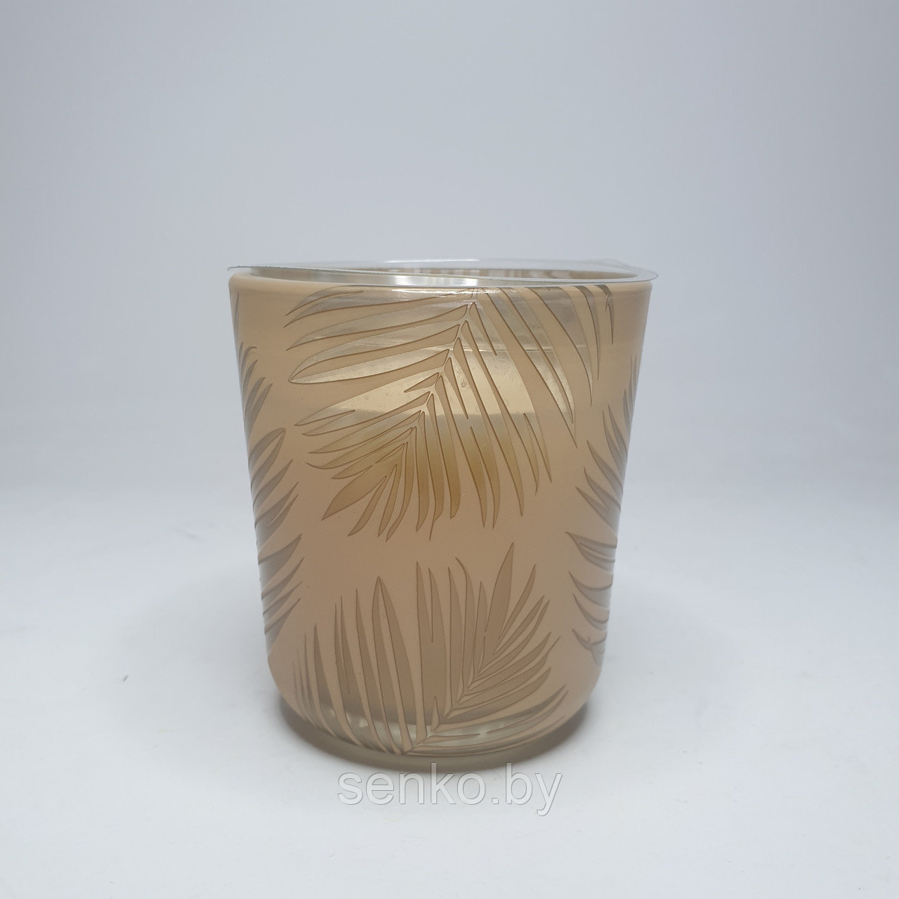 Свеча парафиновая в стакане с узором 80/73 мм. - кремовая - фото 1 - id-p90138063
