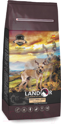 Сухой корм для собак Landor Для взрослых собак мелких пород ягненок с рисом / 7843339 - фото 1 - id-p221201249