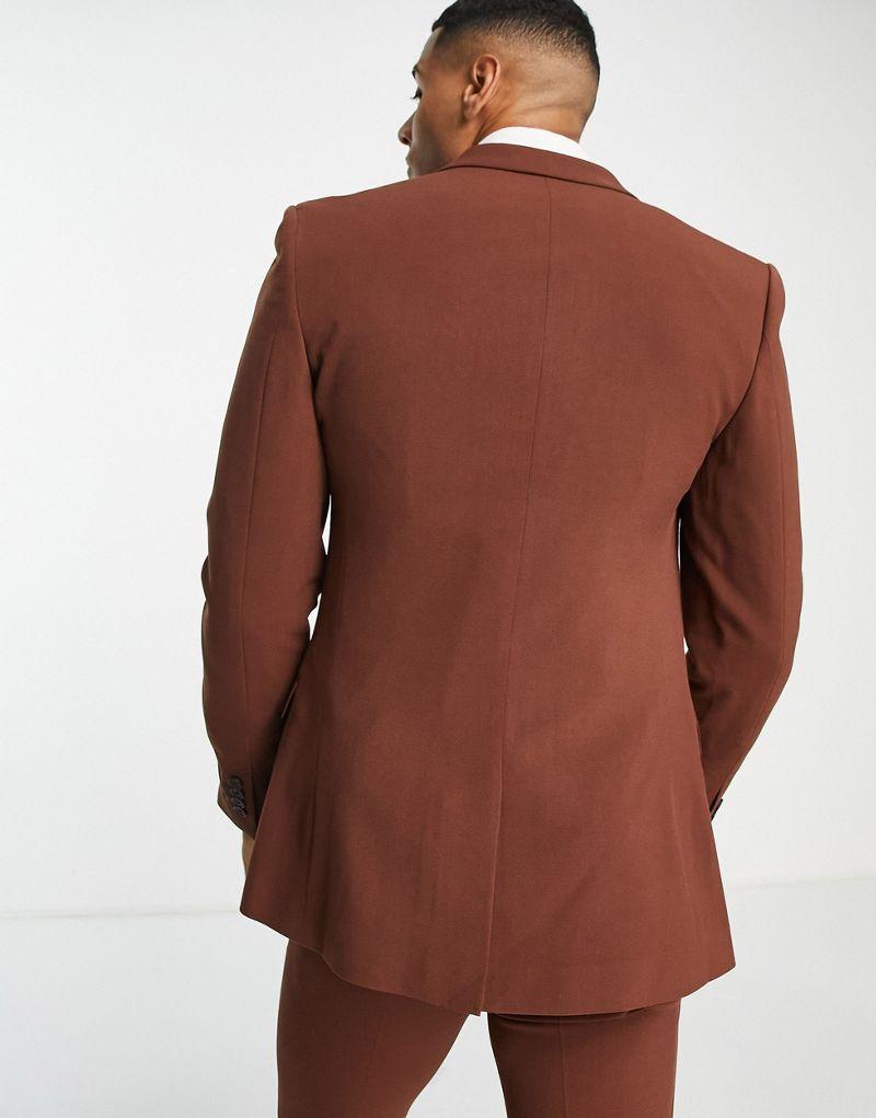Коричневый супероблегающий пиджак ASOS DESIGN Размер EU 52 - фото 3 - id-p221210161