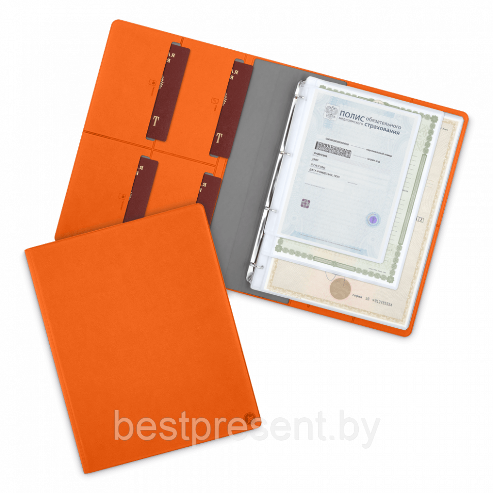 Органайзер для документов A4 на кольцах, цвет оранжевый - фото 1 - id-p221225427