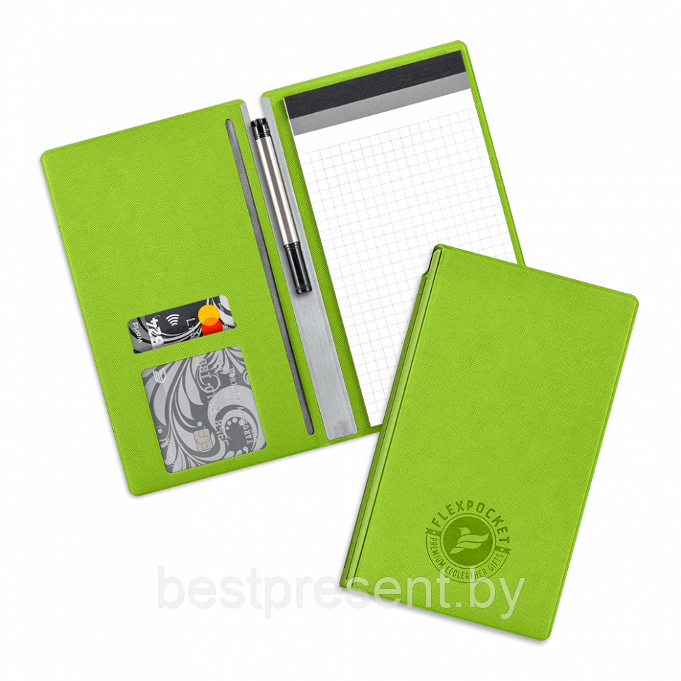 Блокнот-планшет А6 с обложкой, цвет зеленый - фото 1 - id-p221226592