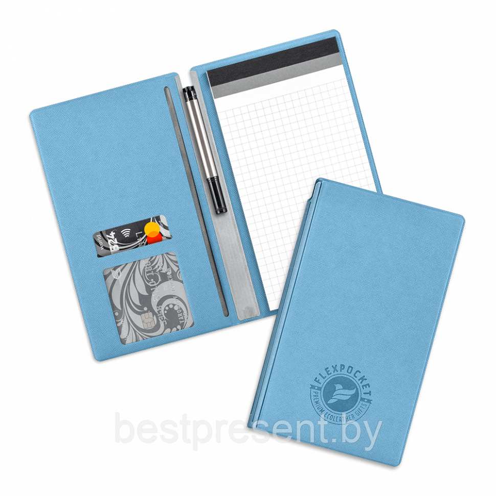 Блокнот-планшет А6 с обложкой, цвет голубой - фото 1 - id-p221226594