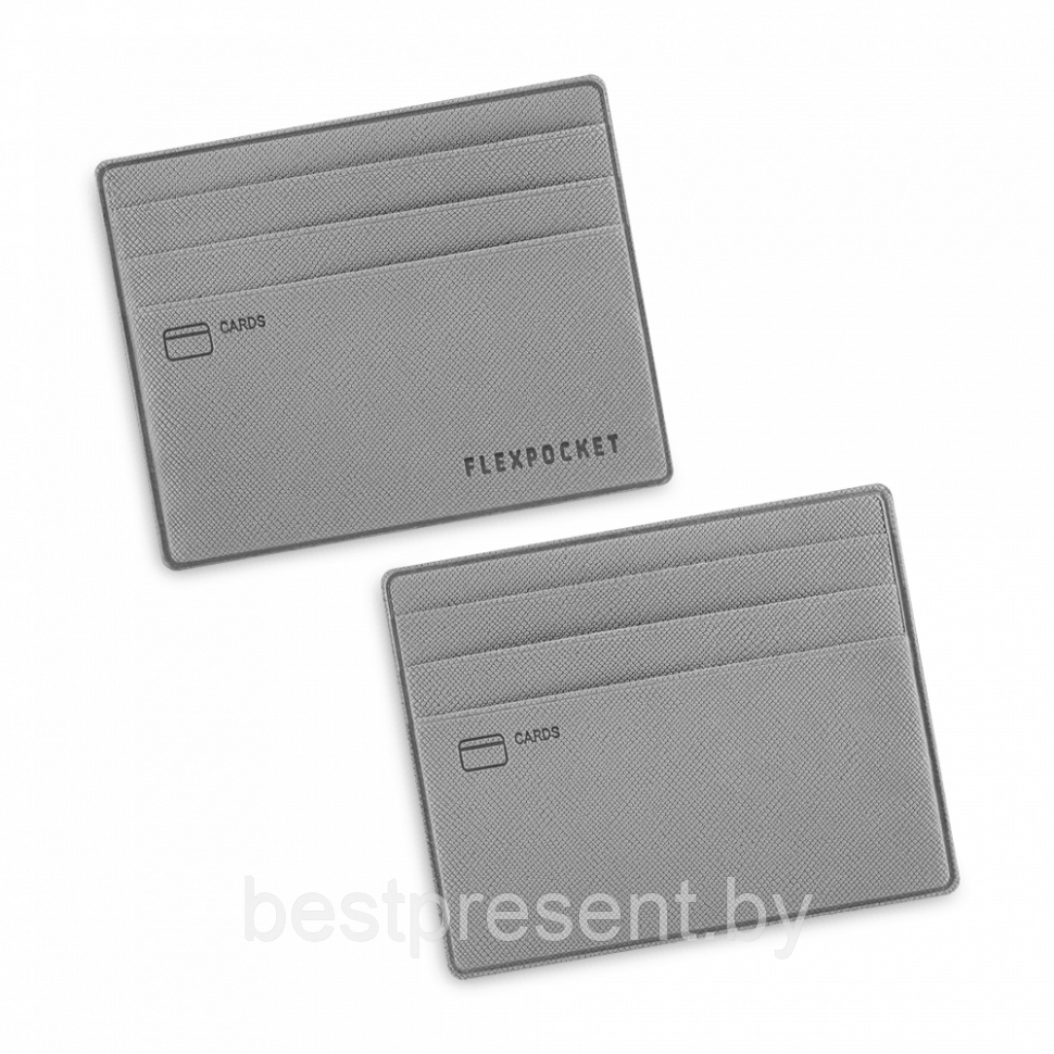 Картхолдер для денег и шести пластиковых карт, цвет светло-серый - фото 1 - id-p221225444