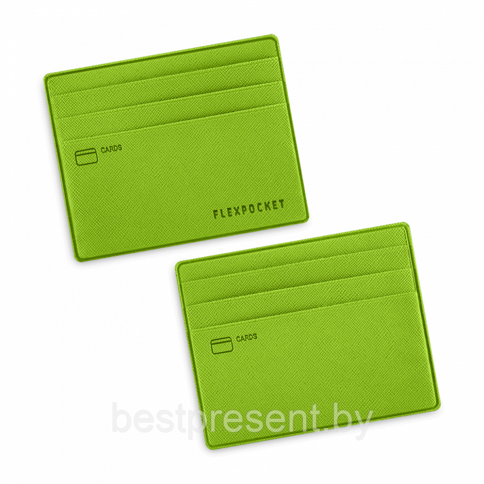 Картхолдер для денег и шести пластиковых карт, цвет зеленый - фото 1 - id-p221225451