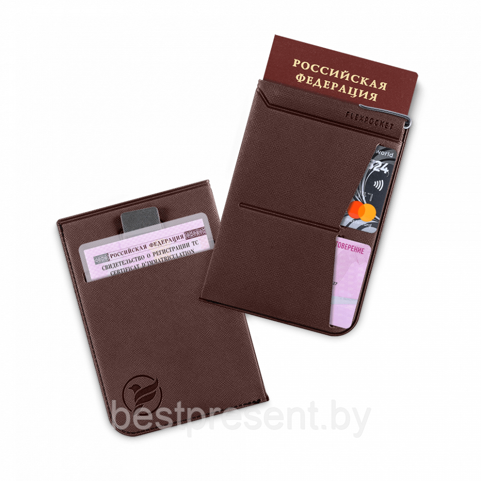 Обложка для паспорта - универсальная, цвет коричневый - фото 1 - id-p221225534