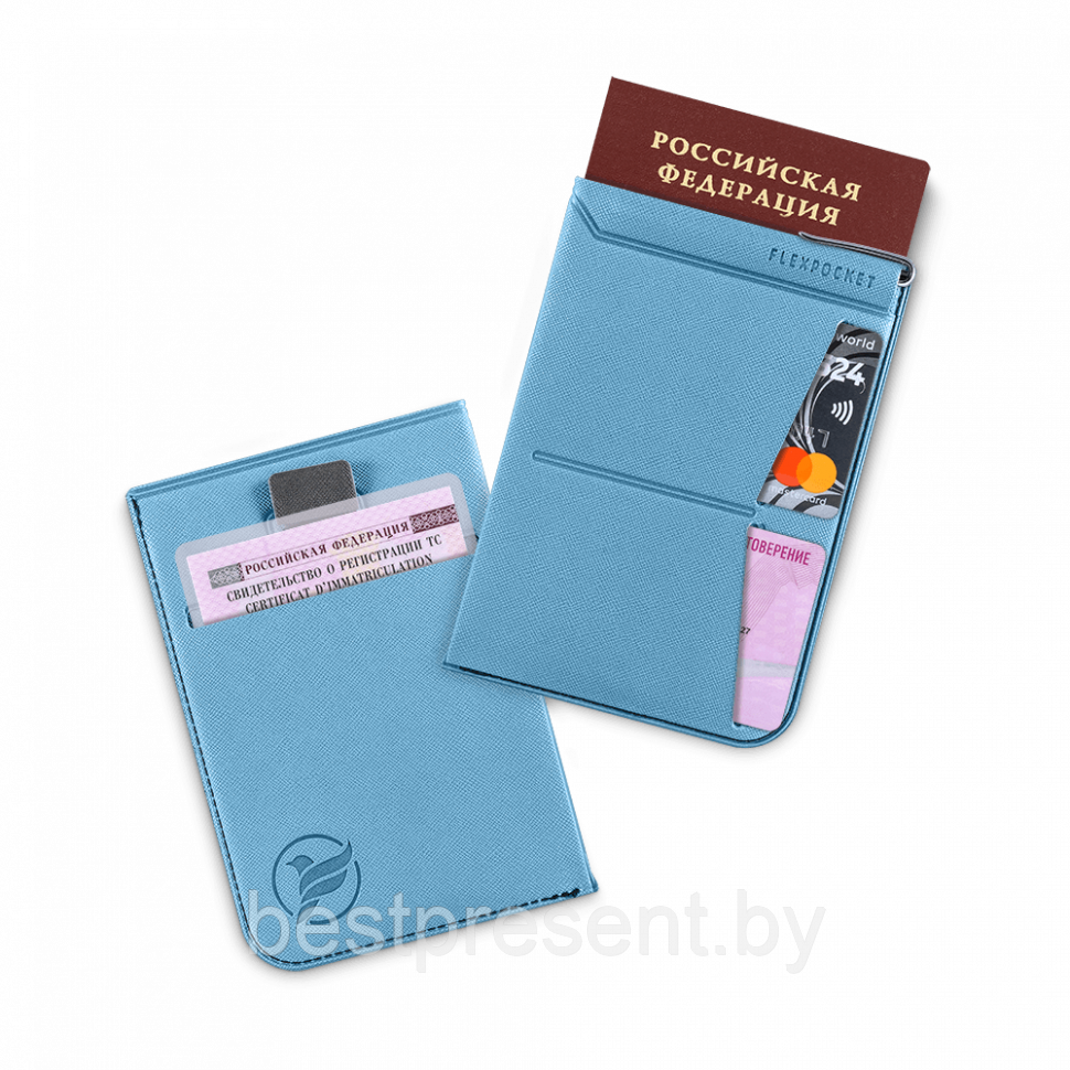 Обложка для паспорта - универсальная, цвет голубой - фото 1 - id-p221225539