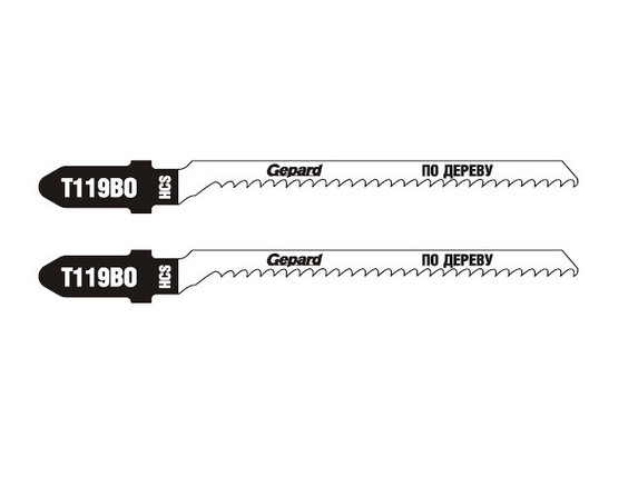 Пилка для лобзика по дереву T119BO (2 шт.) GEPARD (GP0620-12) для криволинейных пропилов, фото 2