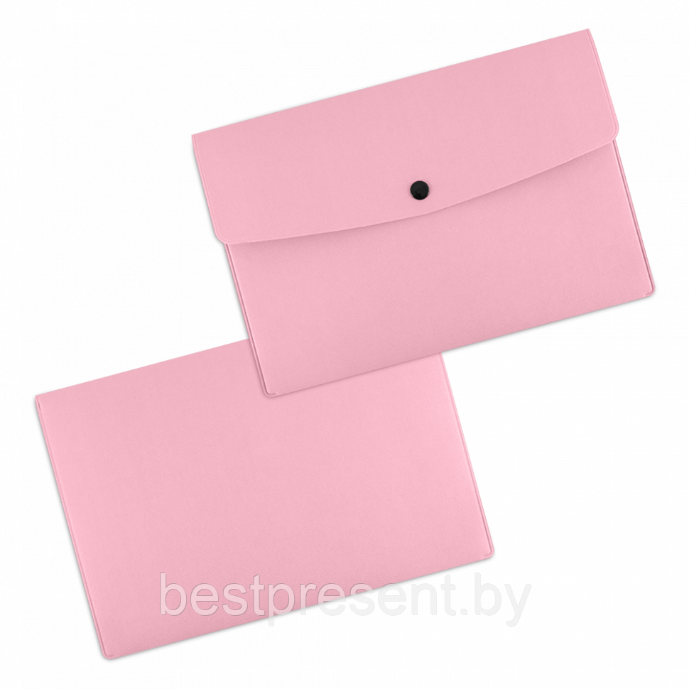 Папка-конверт на кнопке, цвет розовый - фото 1 - id-p221226796