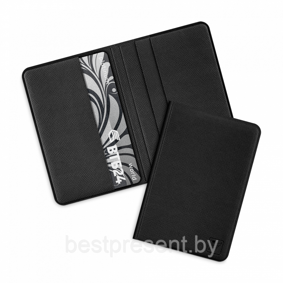 Футляр-книжка под 4 пластиковые карты, цвет черный - фото 1 - id-p221226827