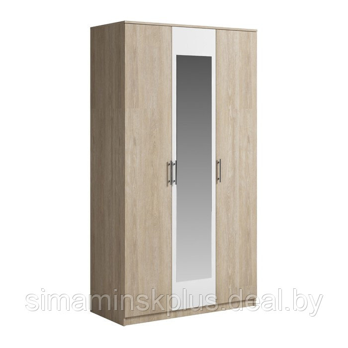 Шкаф 3 двери с зеркалом Светлана 2070х1200х540 Дуб сонома/Белый - фото 1 - id-p221226982