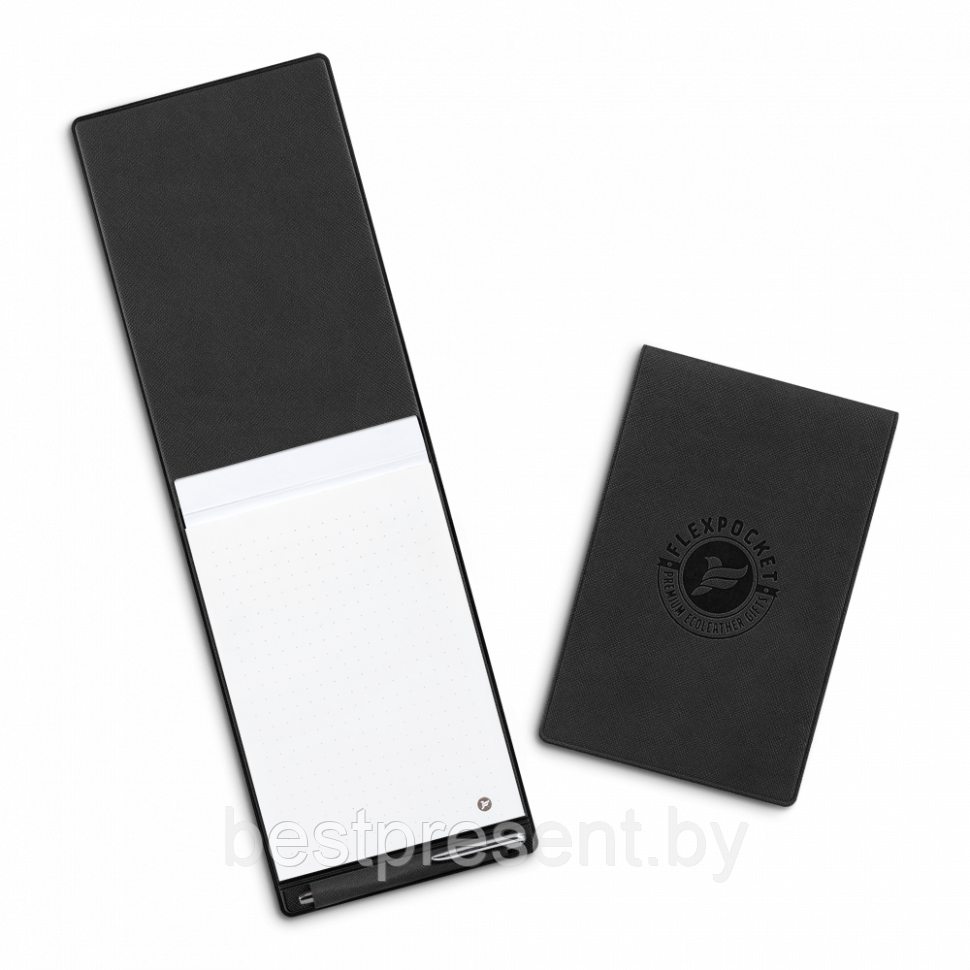 Блокнот B7 с ручкой, цвет черный - фото 1 - id-p221225664