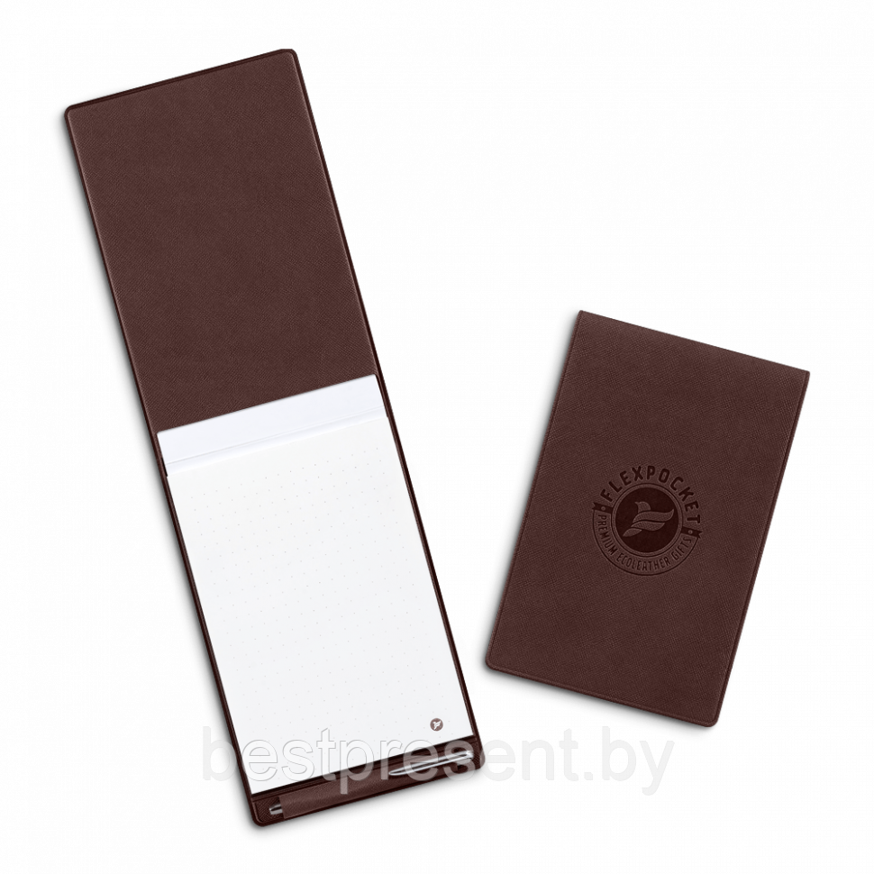 Блокнот B7 с ручкой, цвет коричневый - фото 1 - id-p221225667