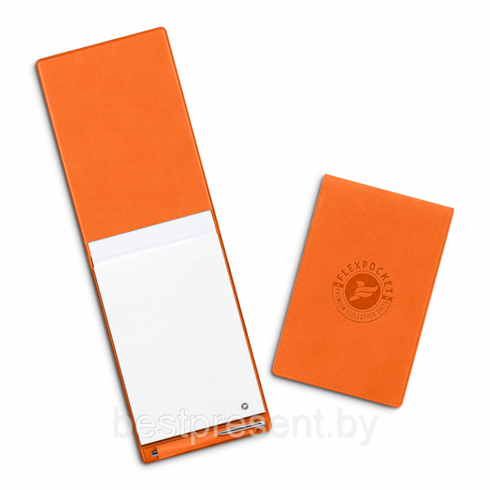 Блокнот B7 с ручкой, цвет оранжевый - фото 1 - id-p221225673