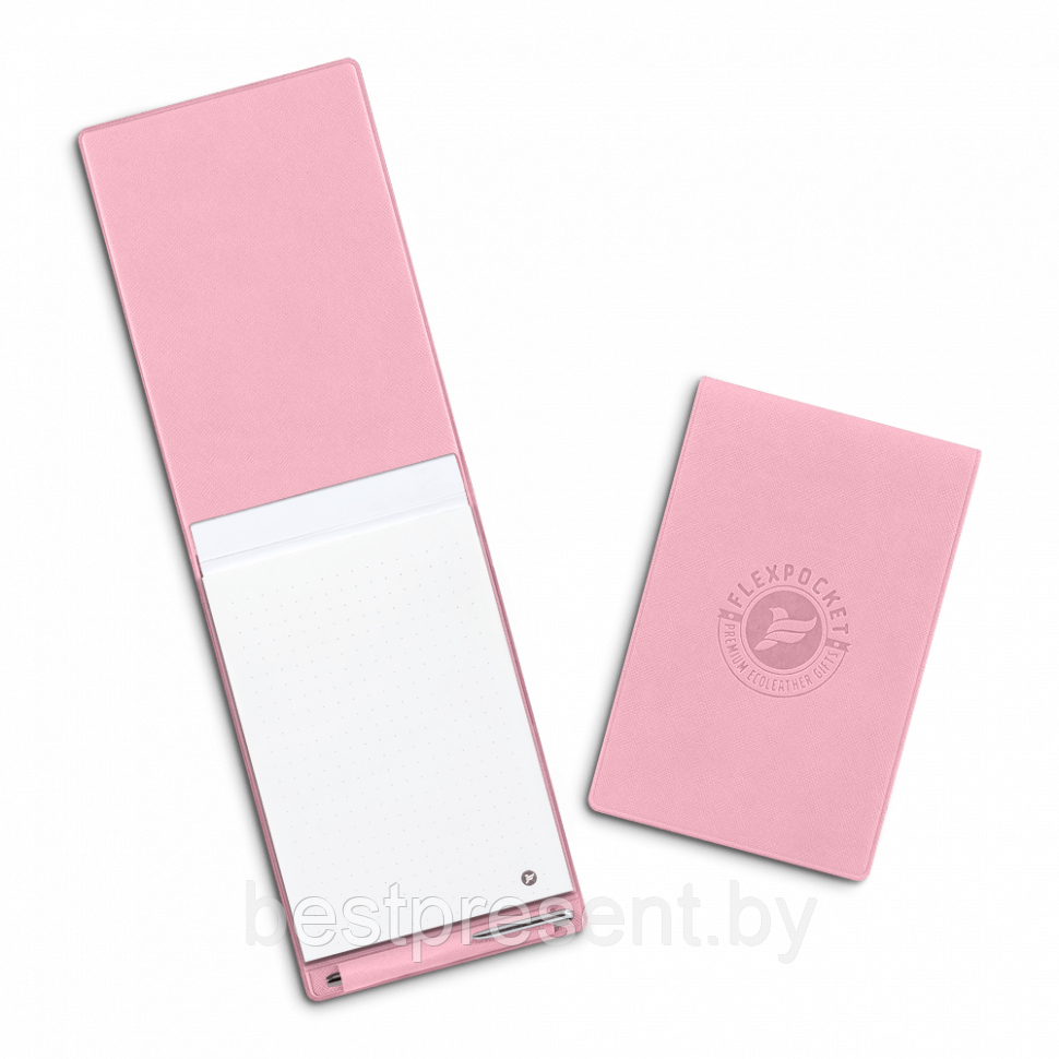 Блокнот B7 с ручкой, цвет розовый - фото 1 - id-p221225676