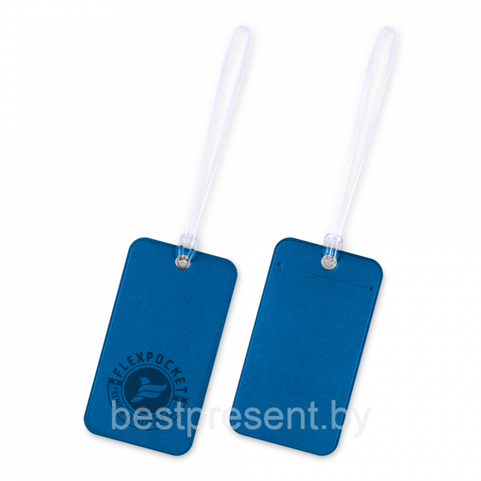 Багажная бирка на виниловой петле, цвет синий - фото 1 - id-p221225727