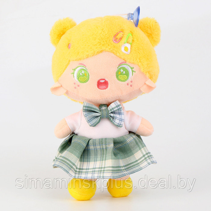 Мягкая игрушка "Куколка" с заколкой, 25 см, цвет желтый - фото 1 - id-p221227063