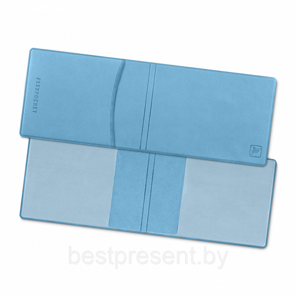 Обложка для удостоверения с карманом, цвет голубой - фото 1 - id-p221225986