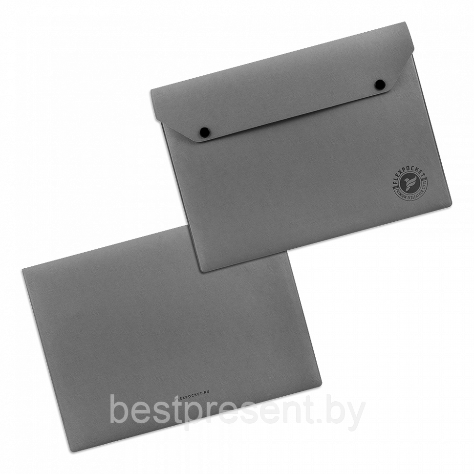 Папка-конверт на двух кнопках, цвет серый - фото 1 - id-p221226189