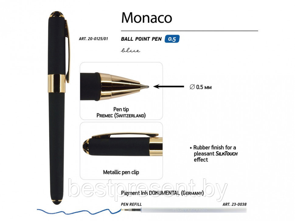 Ручка шариковая "Monaco" черный/золотистый - фото 3 - id-p221234560