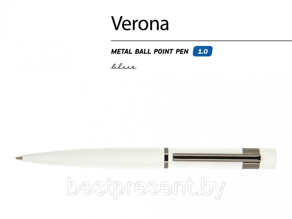 Ручка шариковая автоматическая "Verona" белый/серебристый - фото 2 - id-p221234568