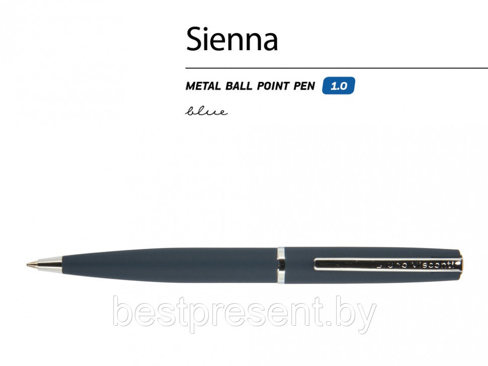 Ручка шариковая автоматическая "Sienna" синий/серебристый - фото 2 - id-p221234569