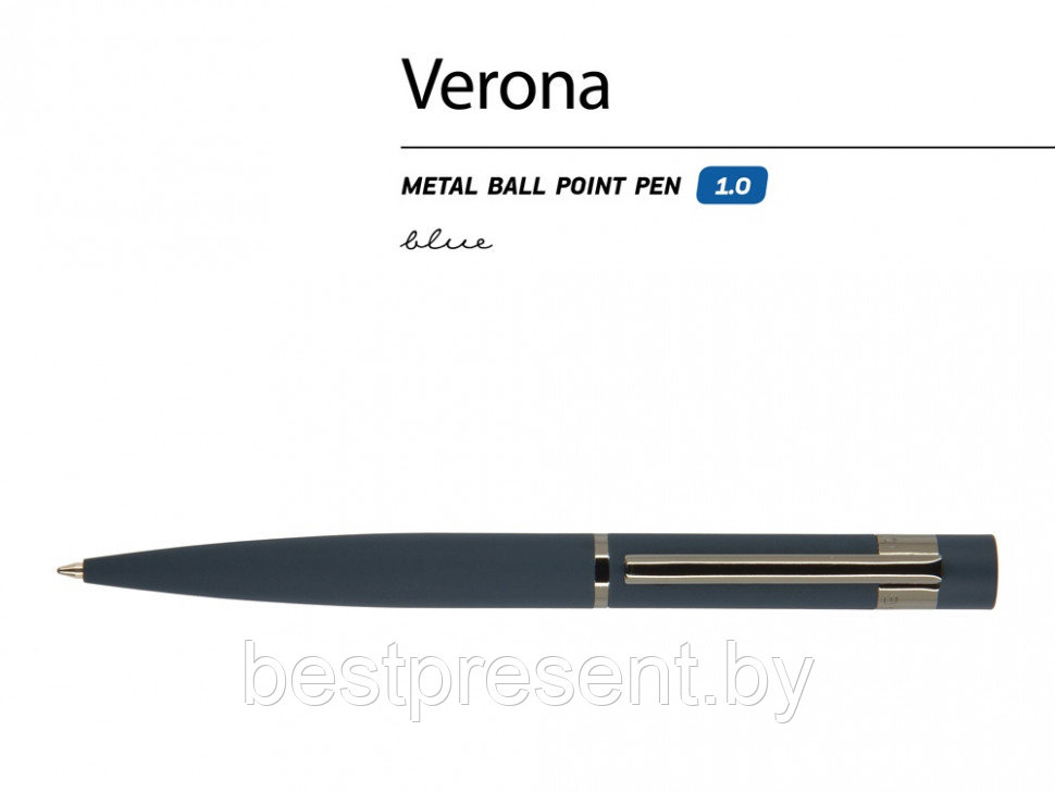 Ручка шариковая автоматическая "Verona" синий/серебристый - фото 2 - id-p221234571