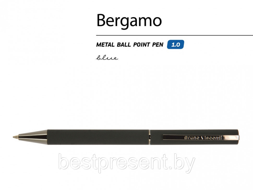 Ручка шариковая автоматическая "Bergamo" черный/серебристый - фото 2 - id-p221234573