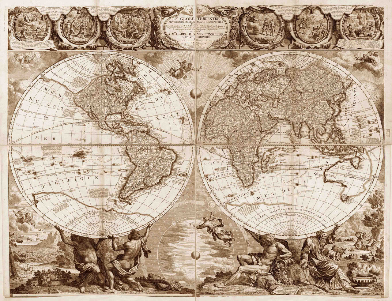 Фото-обои с изображением древней карты мира